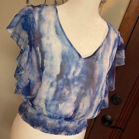 bebe Tops - COPY - Bebe ti/dye Ruffle top. S